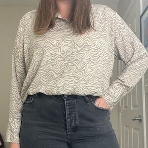 Abercrombie and Fitch Zebra Print Blouse - Size XL